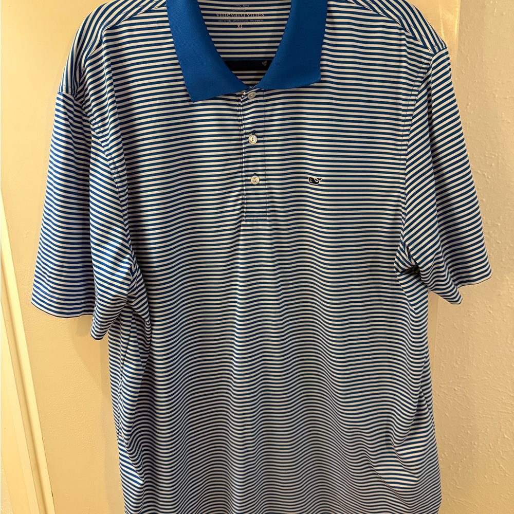 Vineyard Vines Blue and White Striped Polo Shirt Country Club of North Carolina